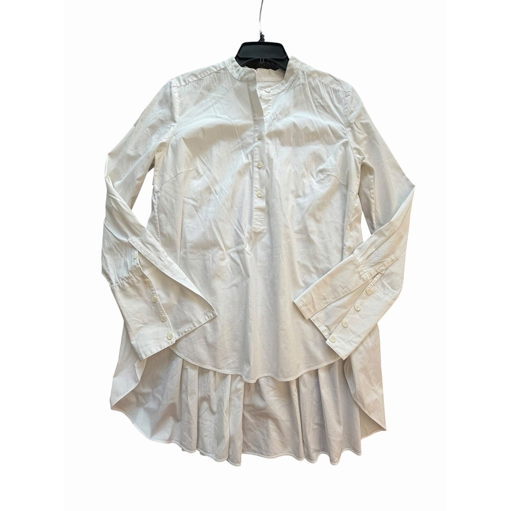 Veronica Beard Nica Hem White Button-Up Blouse Women's Size 6 Oversized #EEE3-1